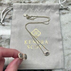 Kendra Scott gray druzy necklace and earrings